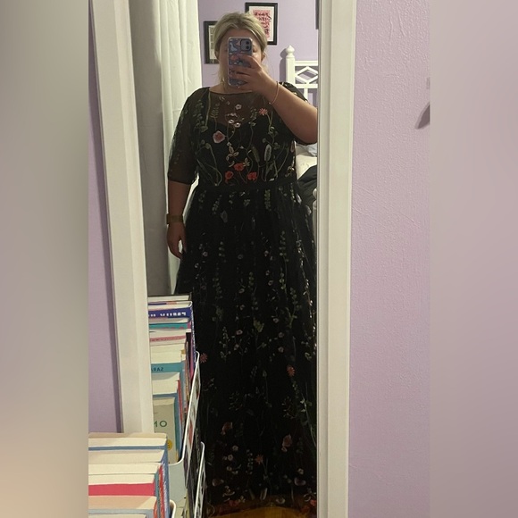 Black multi print dress with florals - Picture 4 of 4